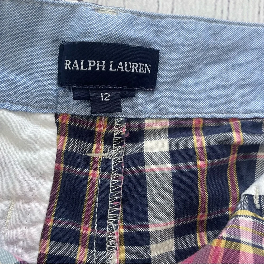 Ralph Lauren Navy & Pink Girls Plaid Shorts Size 12